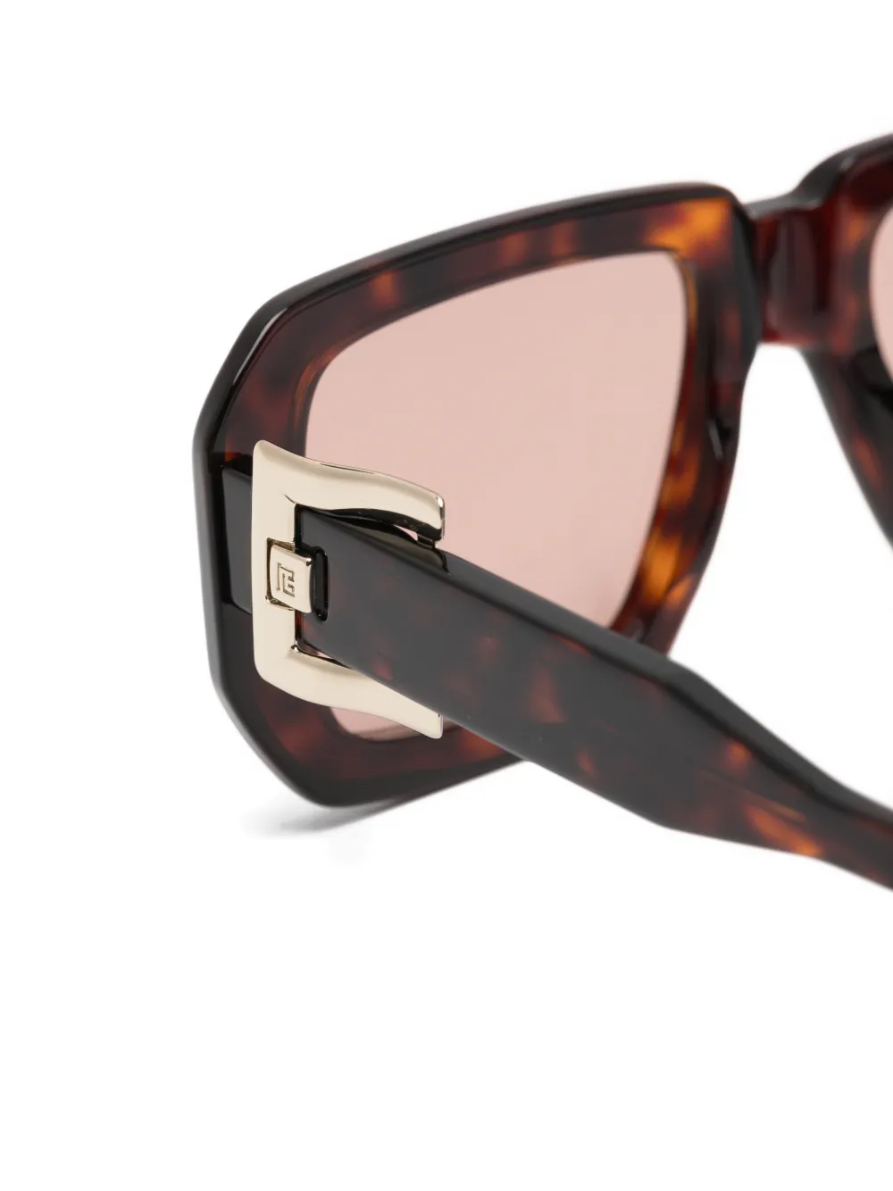 Balmain Eyewear Anthem II zonnebril met geometrisch montuur en schildpadschild-effect Bruin