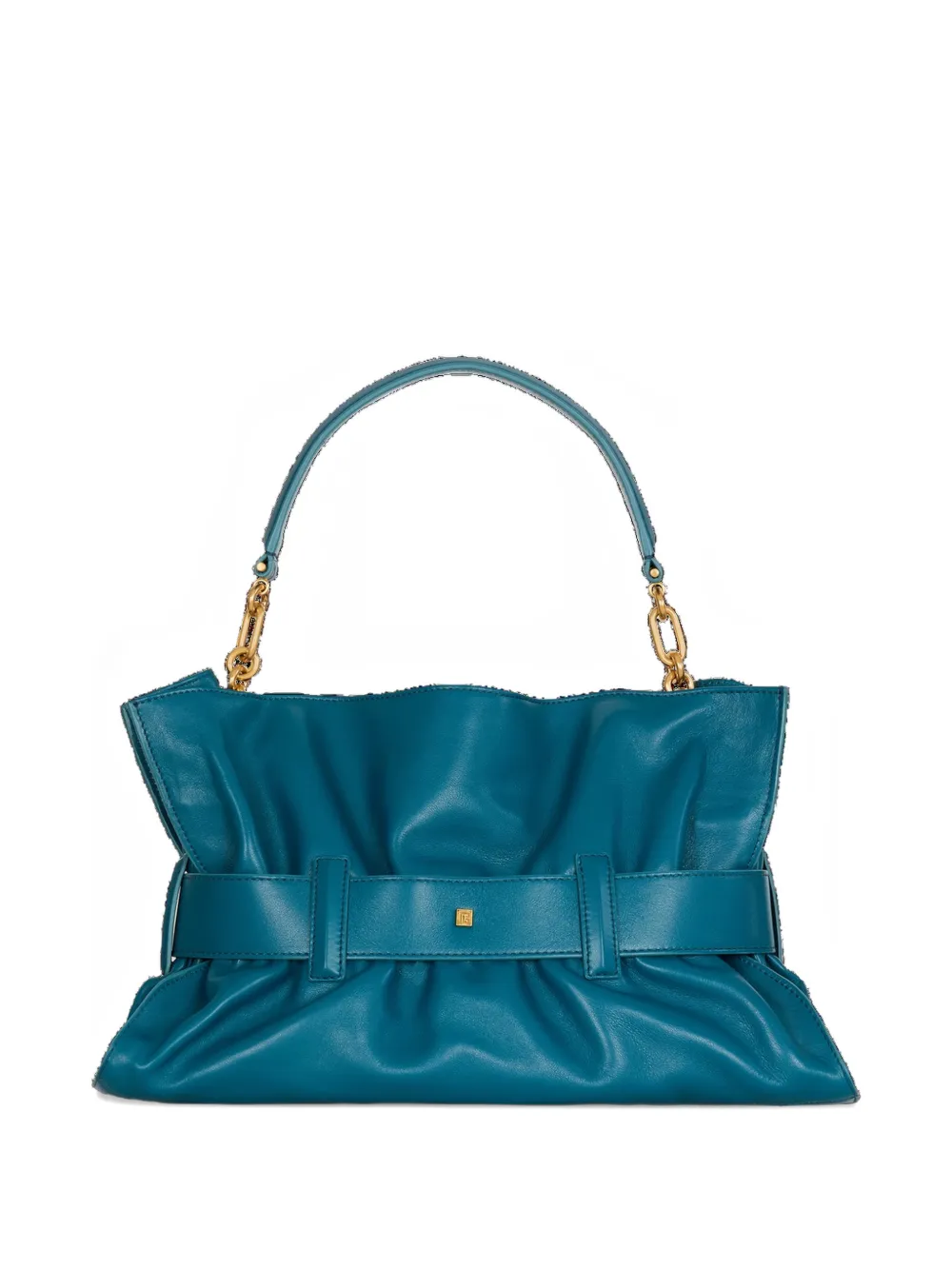 Balmain Medium Anthem Bag In Smooth Leather In Blue