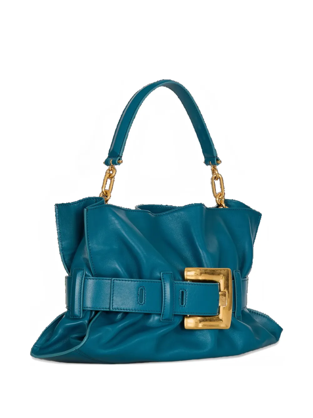 Balmain Medium Anthem Bag In Smooth Leather In Blue