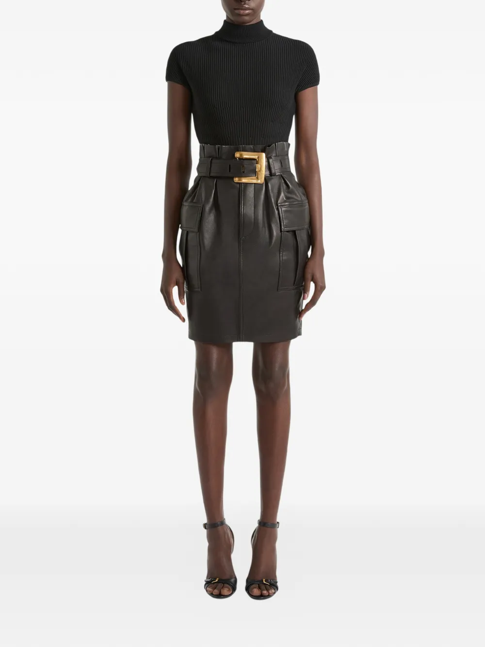 Balmain Rok met ceintuur Zwart