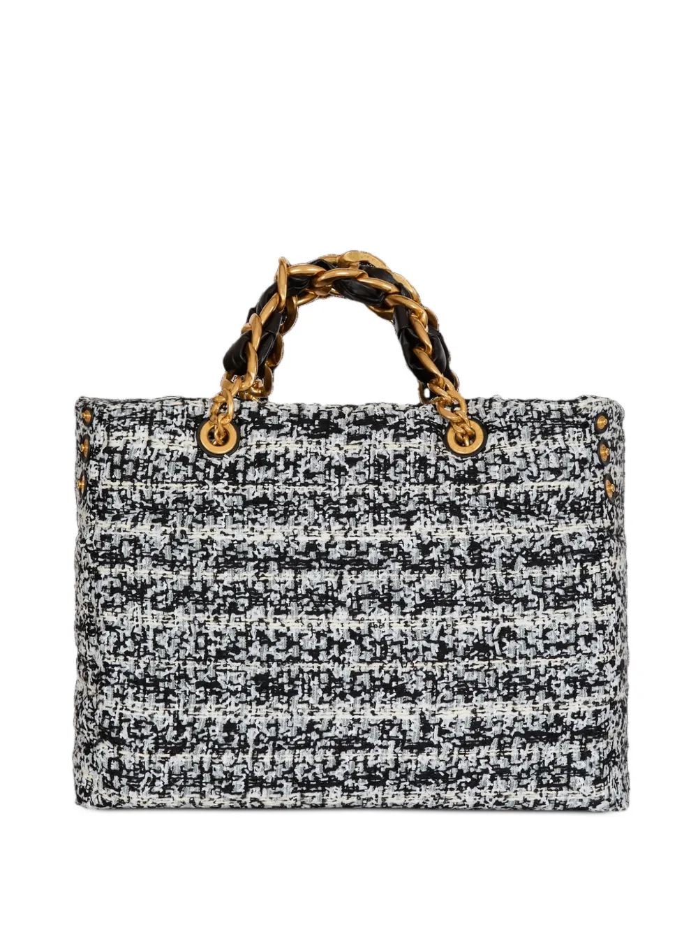 Balmain Small Soft 1945 Tote Bag In Tweed In Gray