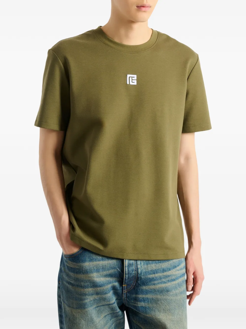 Balmain T-shirt met geborduurd logo Groen
