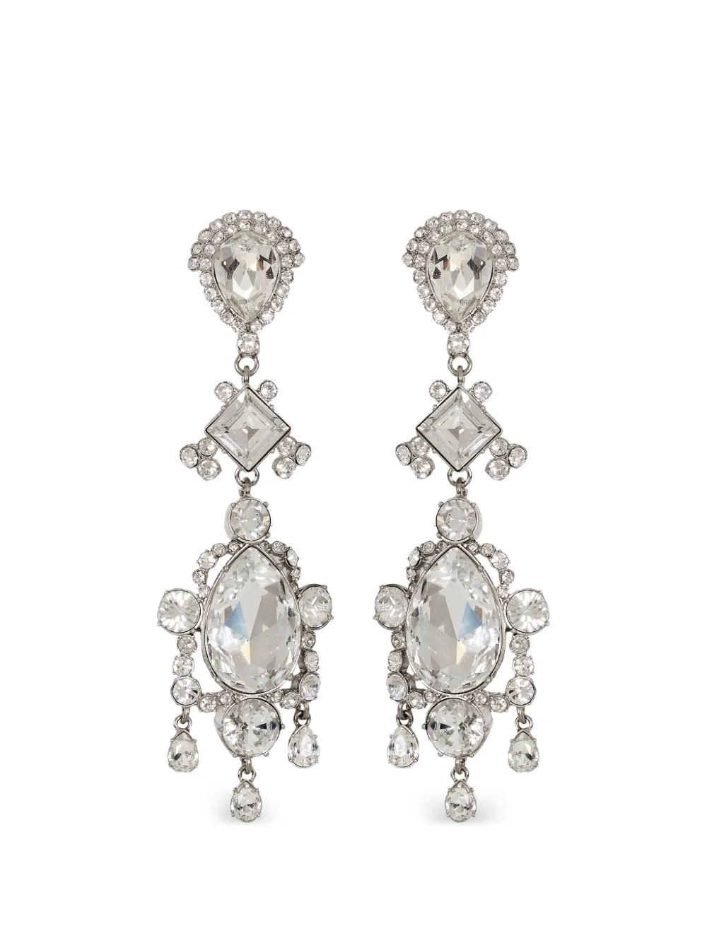 Balmain Orecchini pendenti in ottone e cristallo - Argento