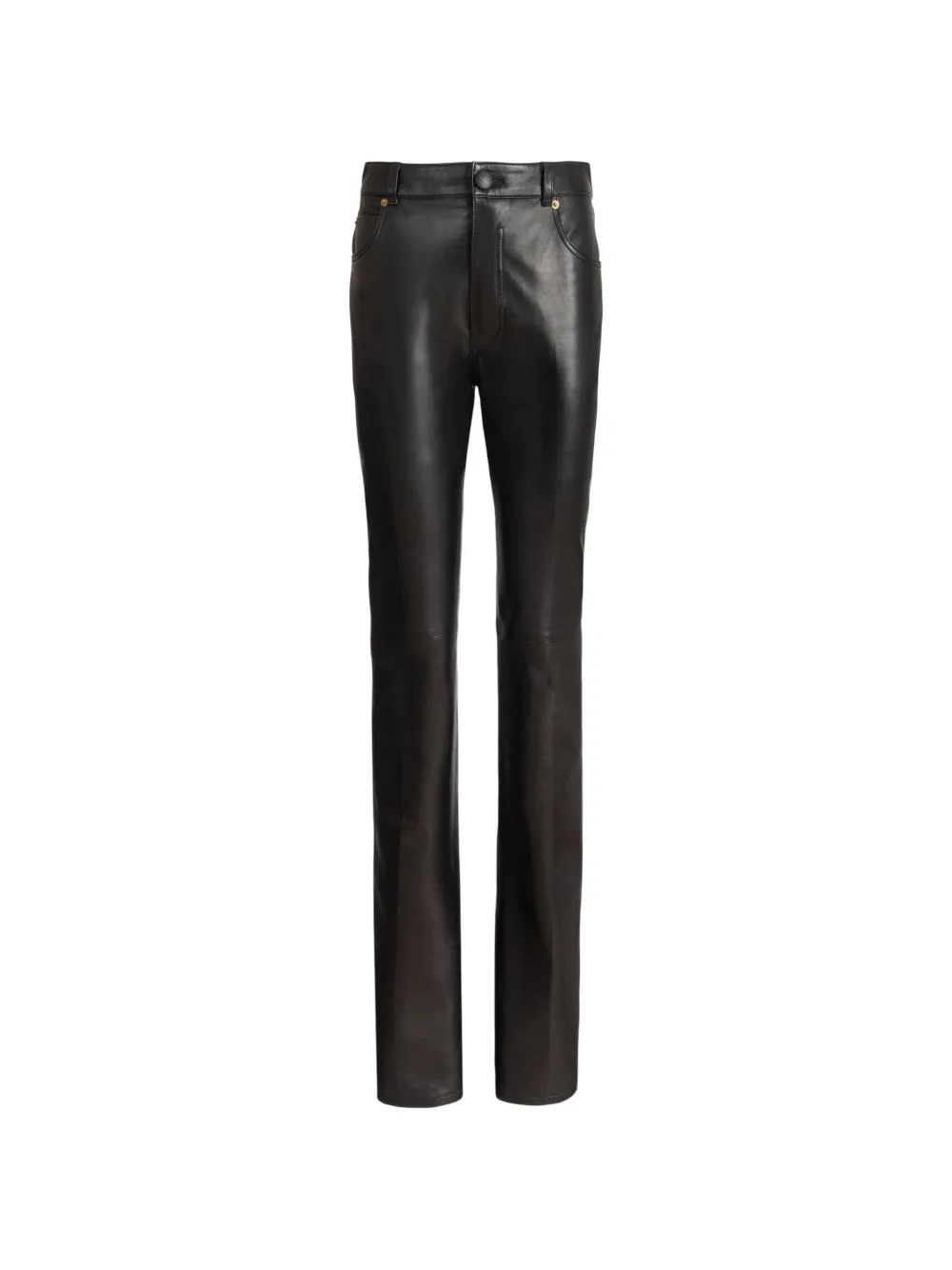 Balmain Pantaloni a vita alta in pelle - Nero