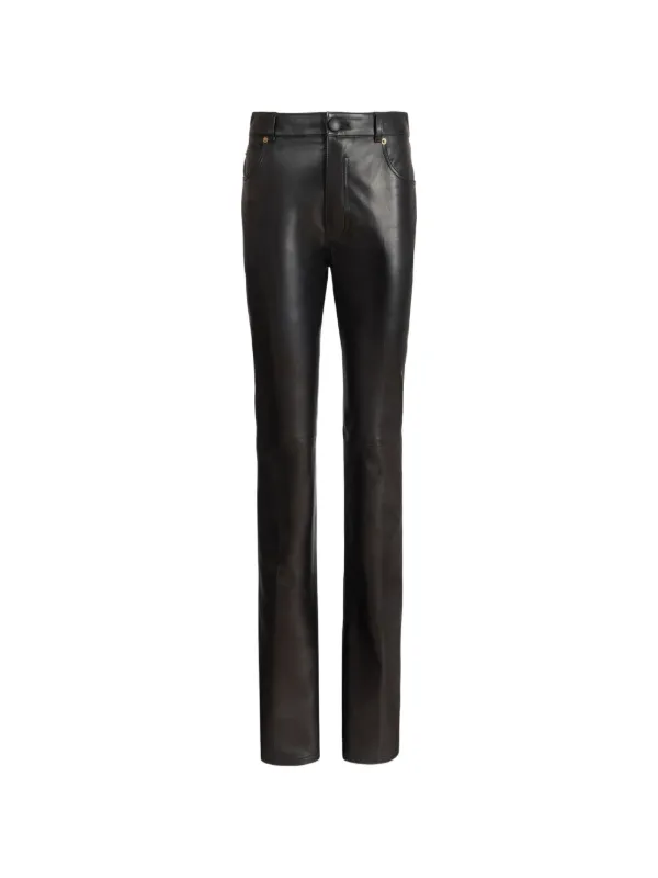 Balmain Leather High-waisted Trousers in Black