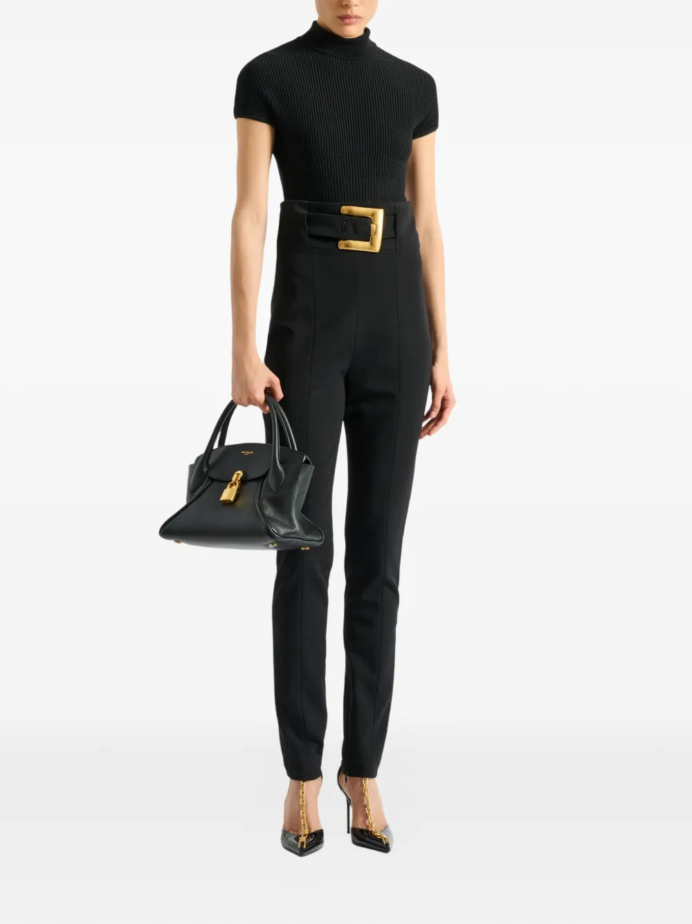 Balmain Ribgebreide body Zwart