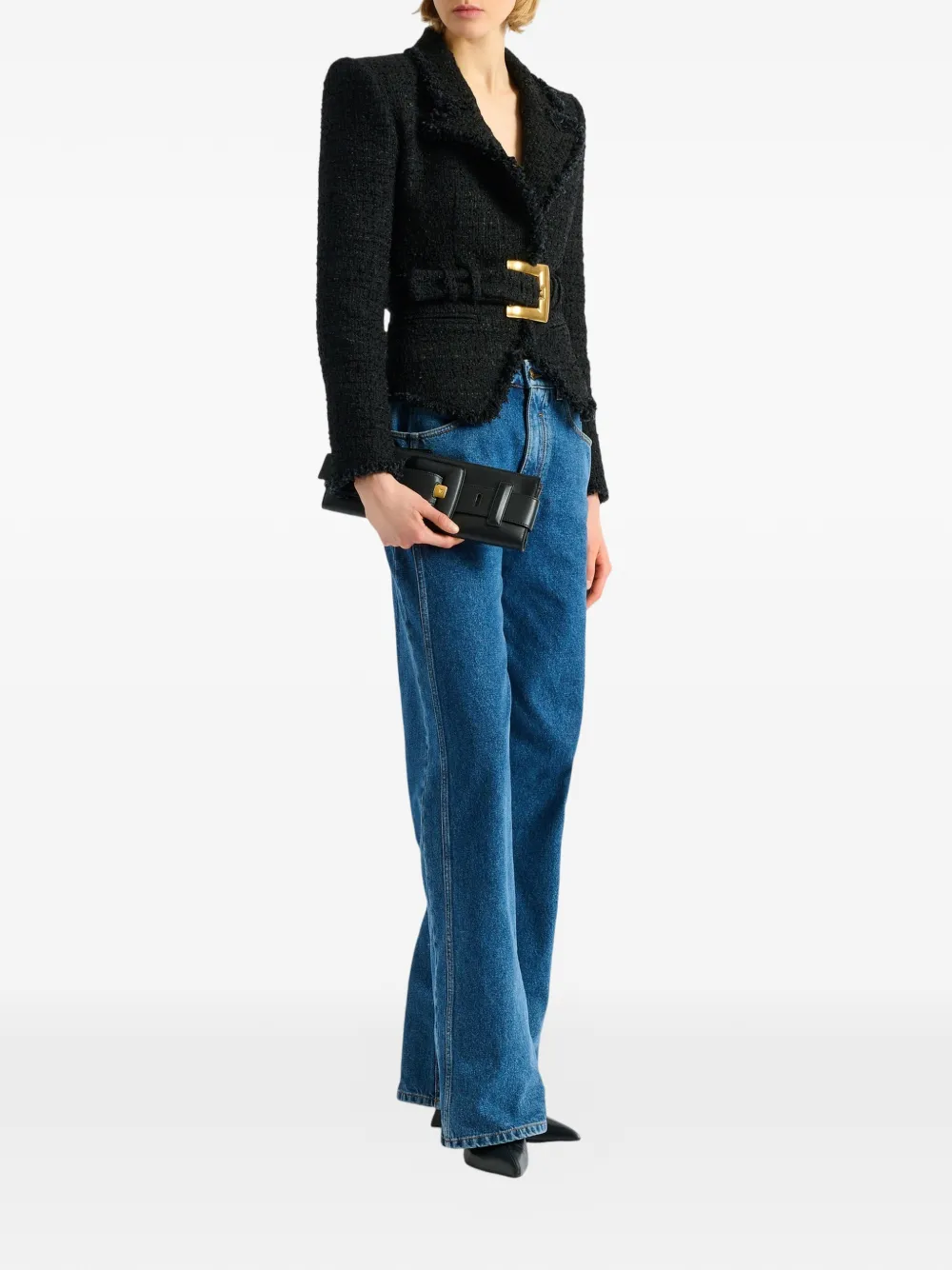 Balmain Anthem zachte leren clutch Zwart