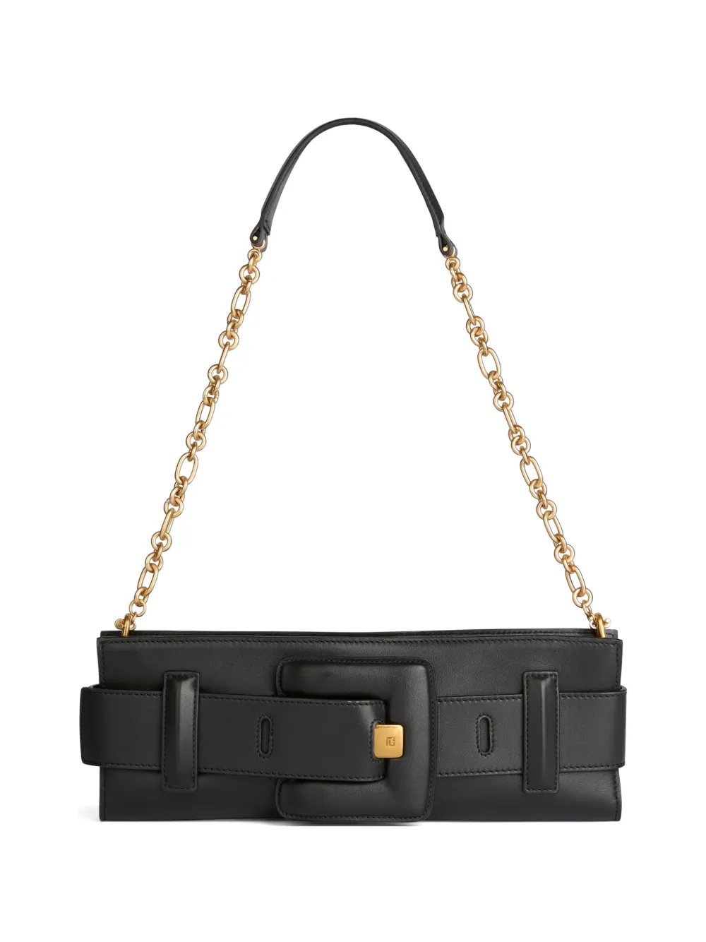 Balmain Clutch Anthem in pelle liscia - Nero
