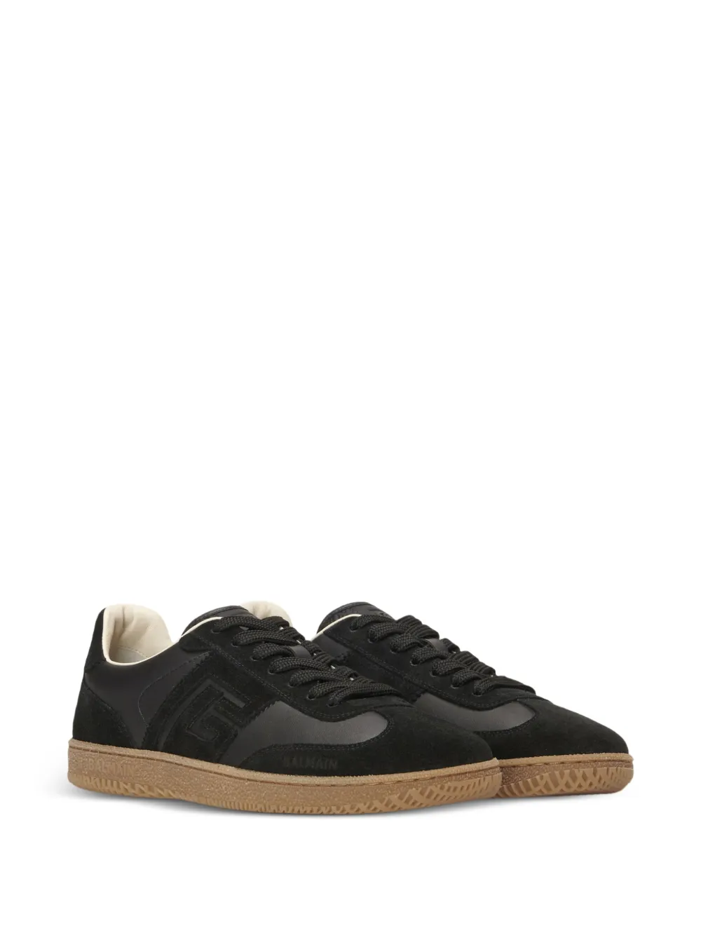 Balmain Swan sneakers van glad leer en suède Zwart