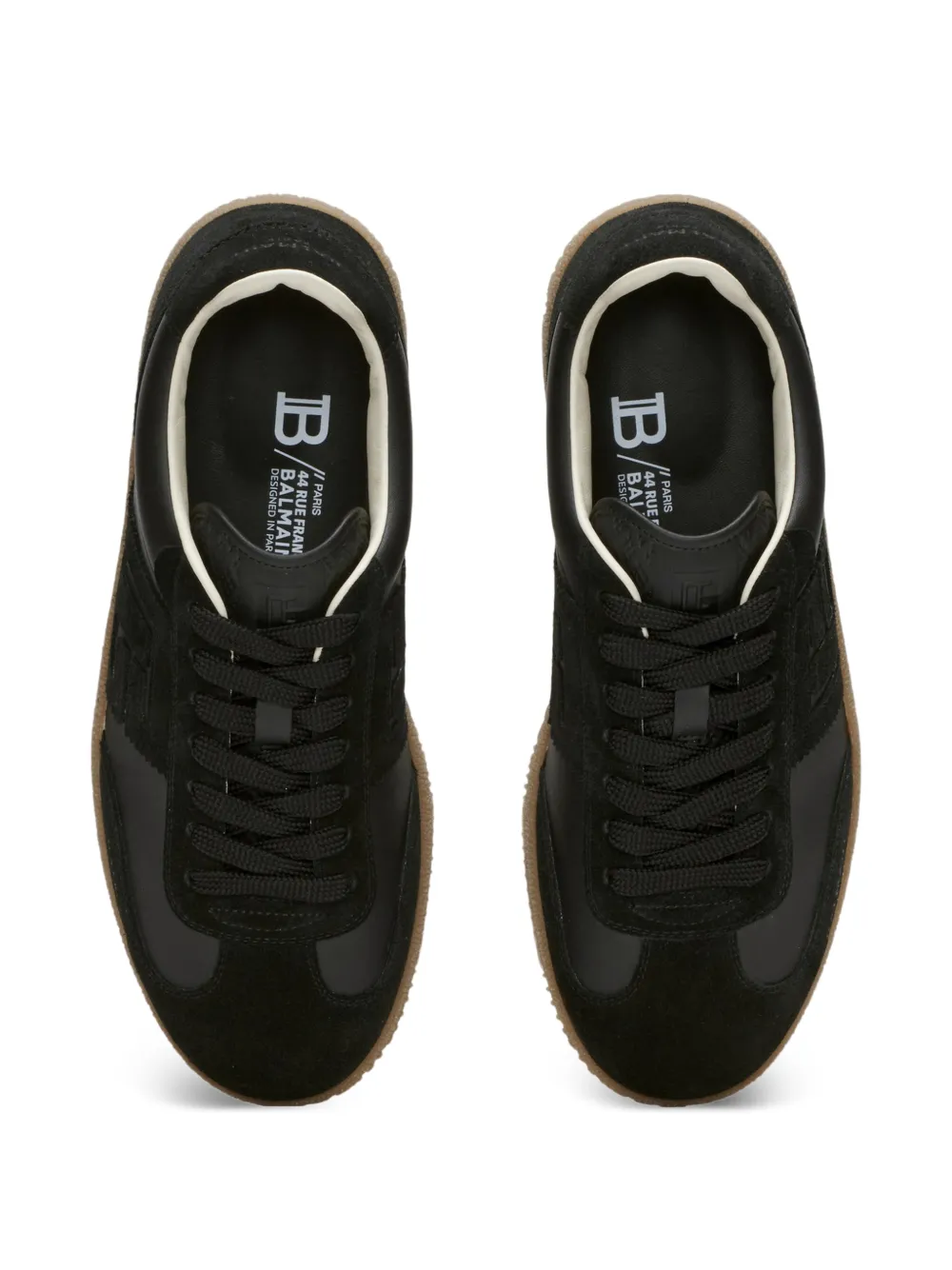 Balmain Swan sneakers van glad leer en suède Zwart