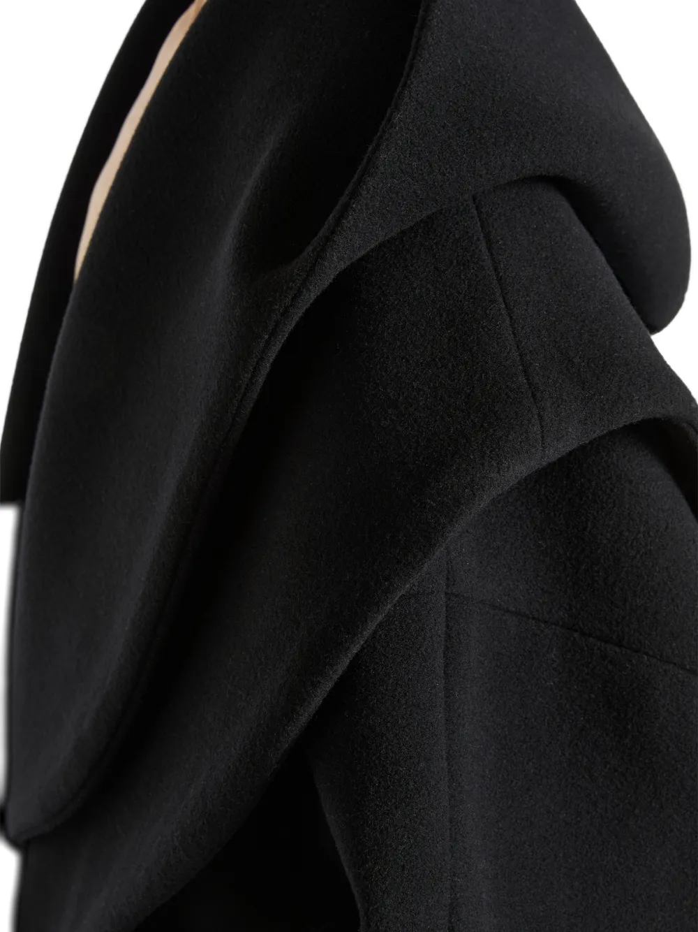 Balmain Oversized wollen jas met capuchon Zwart