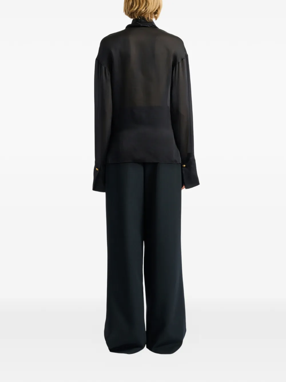 Balmain Zijden blouse met gestrikte hals Zwart