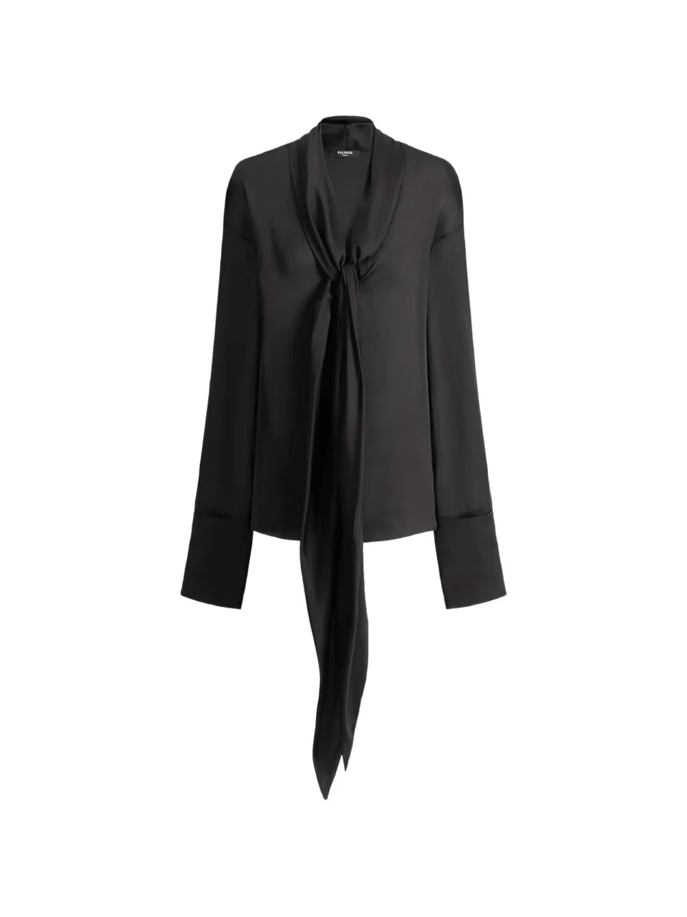 Balmain Camicia in seta con collo lavallière - Nero