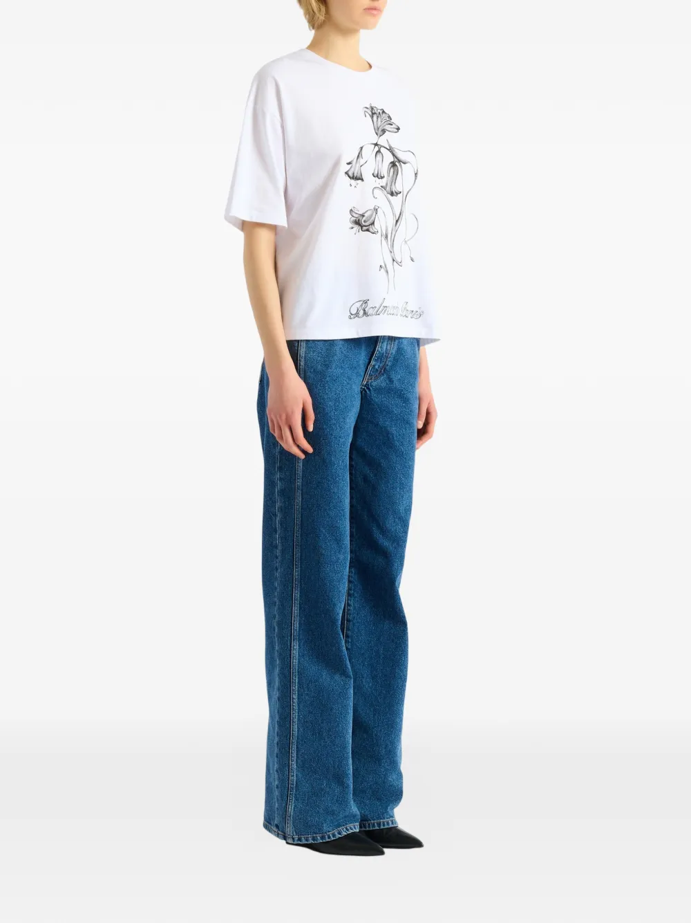 Balmain Printed Flower T-shirt In White