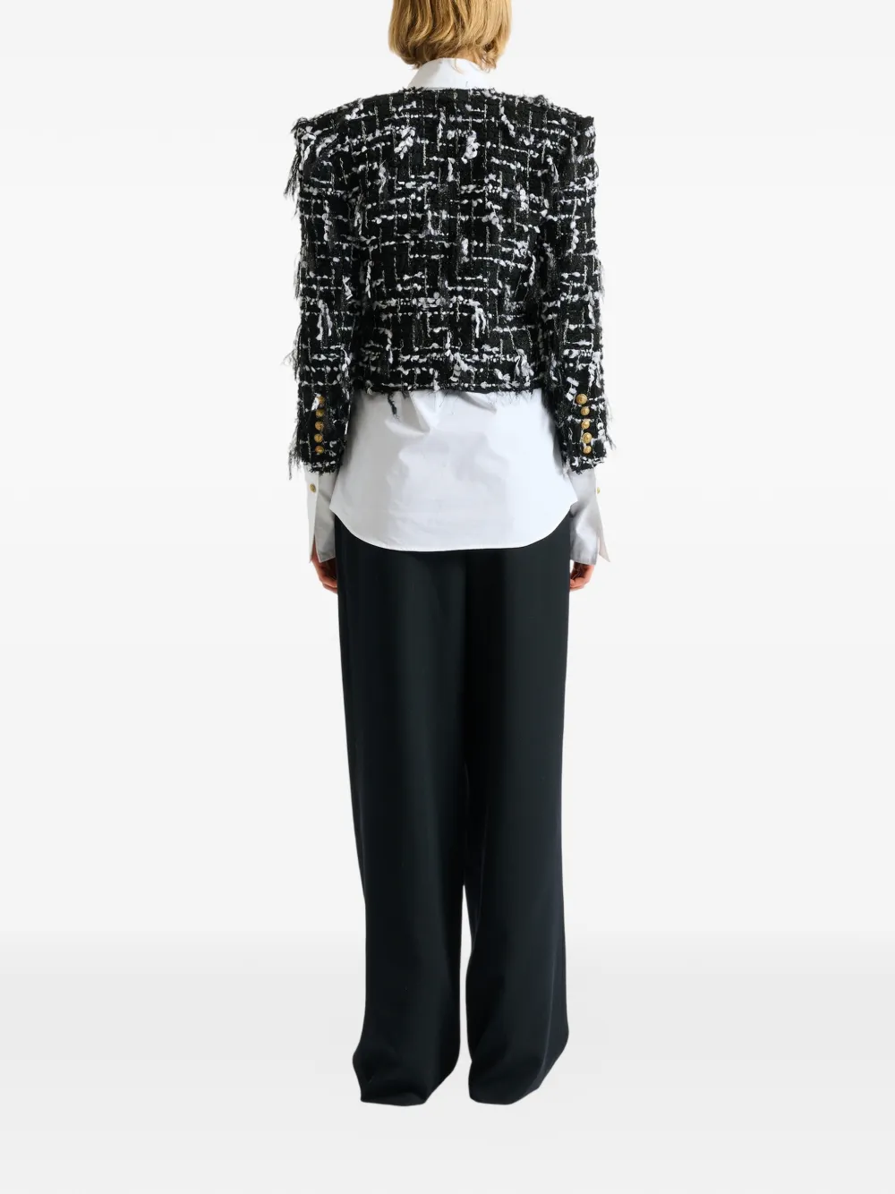  Balmain Chaqueta Corta Con Flecos - Negro 