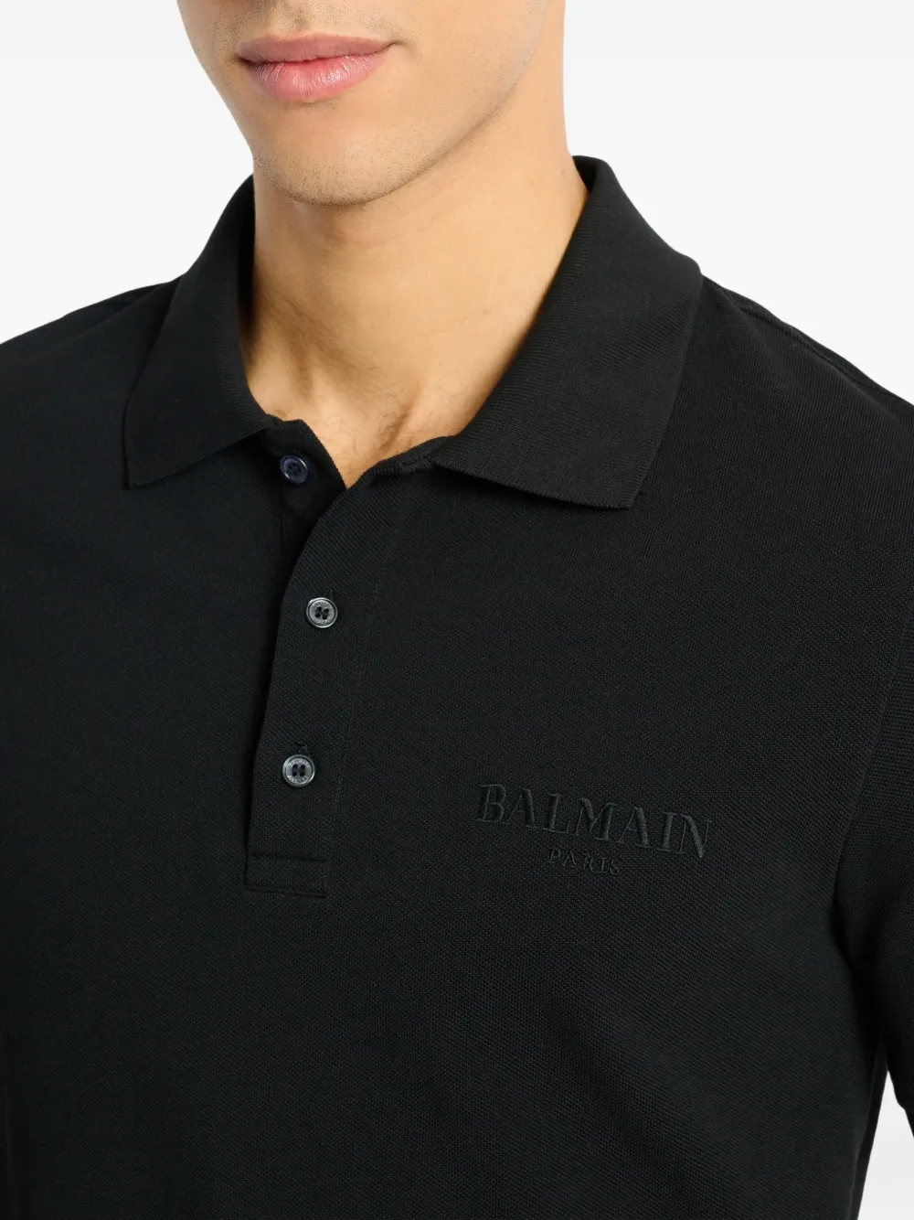 Balmain Poloshirt met Vintage borduurwerk Zwart