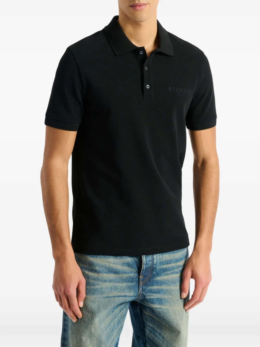 Balmain Poloshirt met Vintage borduurwerk Zwart