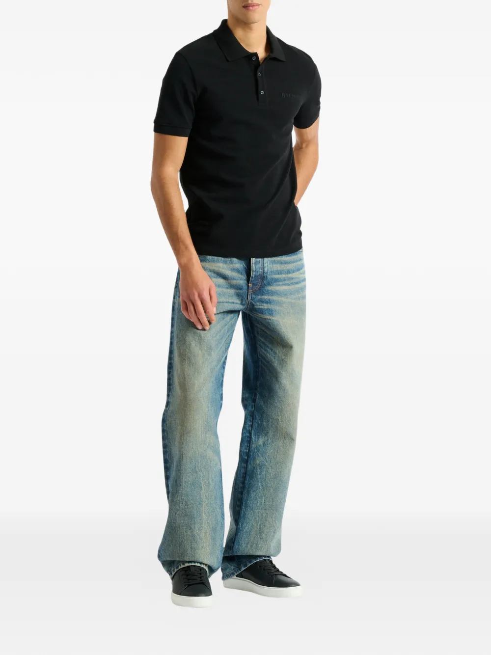 Balmain Poloshirt met Vintage borduurwerk Zwart