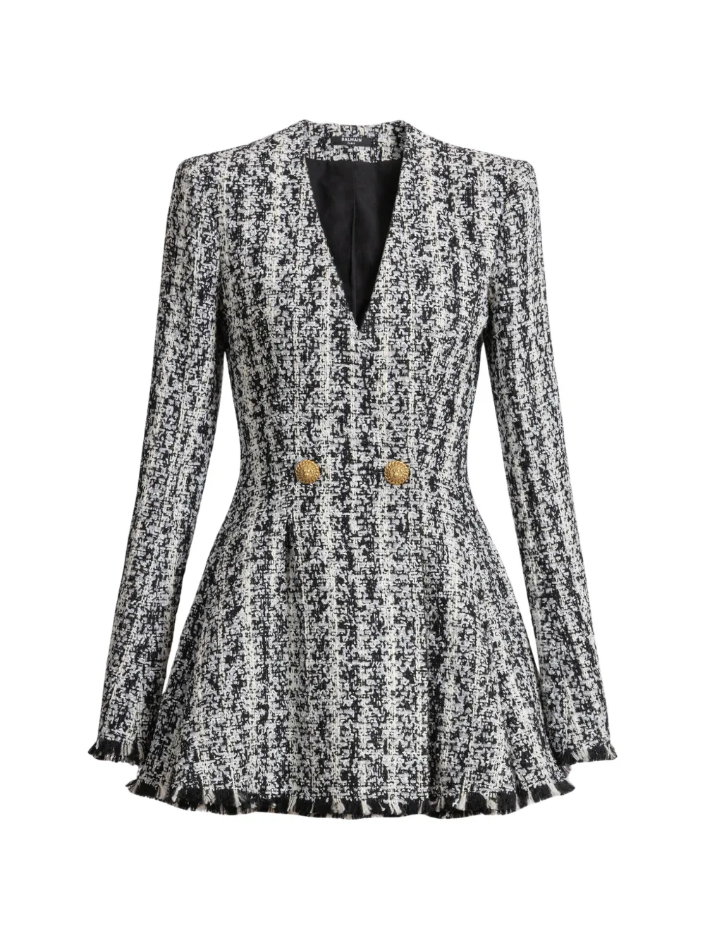 Balmain Abito svasato bicolore in tweed - Nero