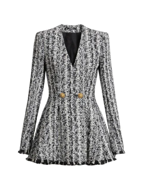 Balmain two-tone flared tweed dress