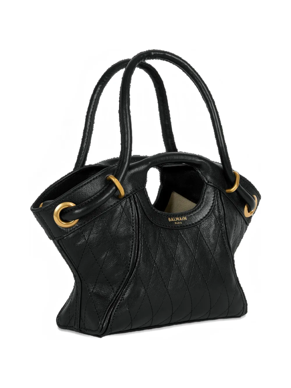 Balmain Kleine gladde leren shopper Zwart