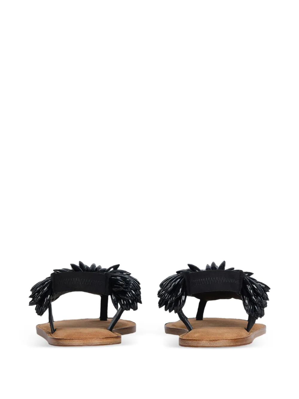 Balmain Platte suède sandalen met kralen Zwart