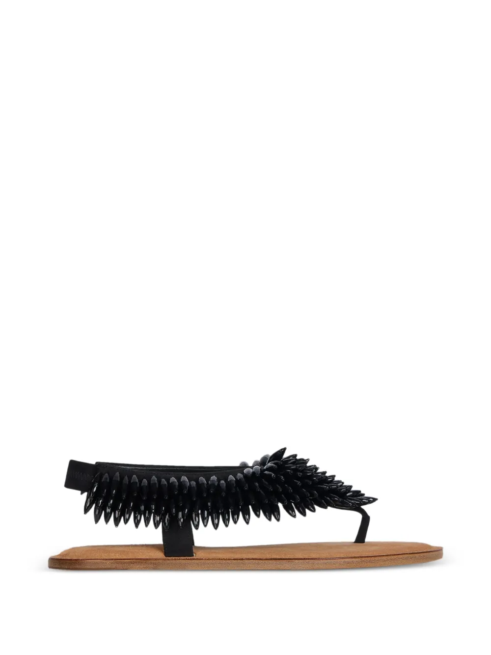 Balmain Platte suède sandalen met kralen Zwart