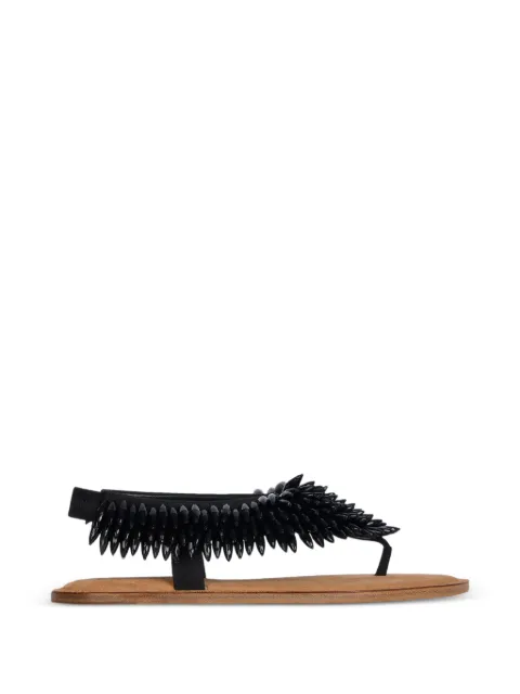 Balmain sandales plates en daim et perles