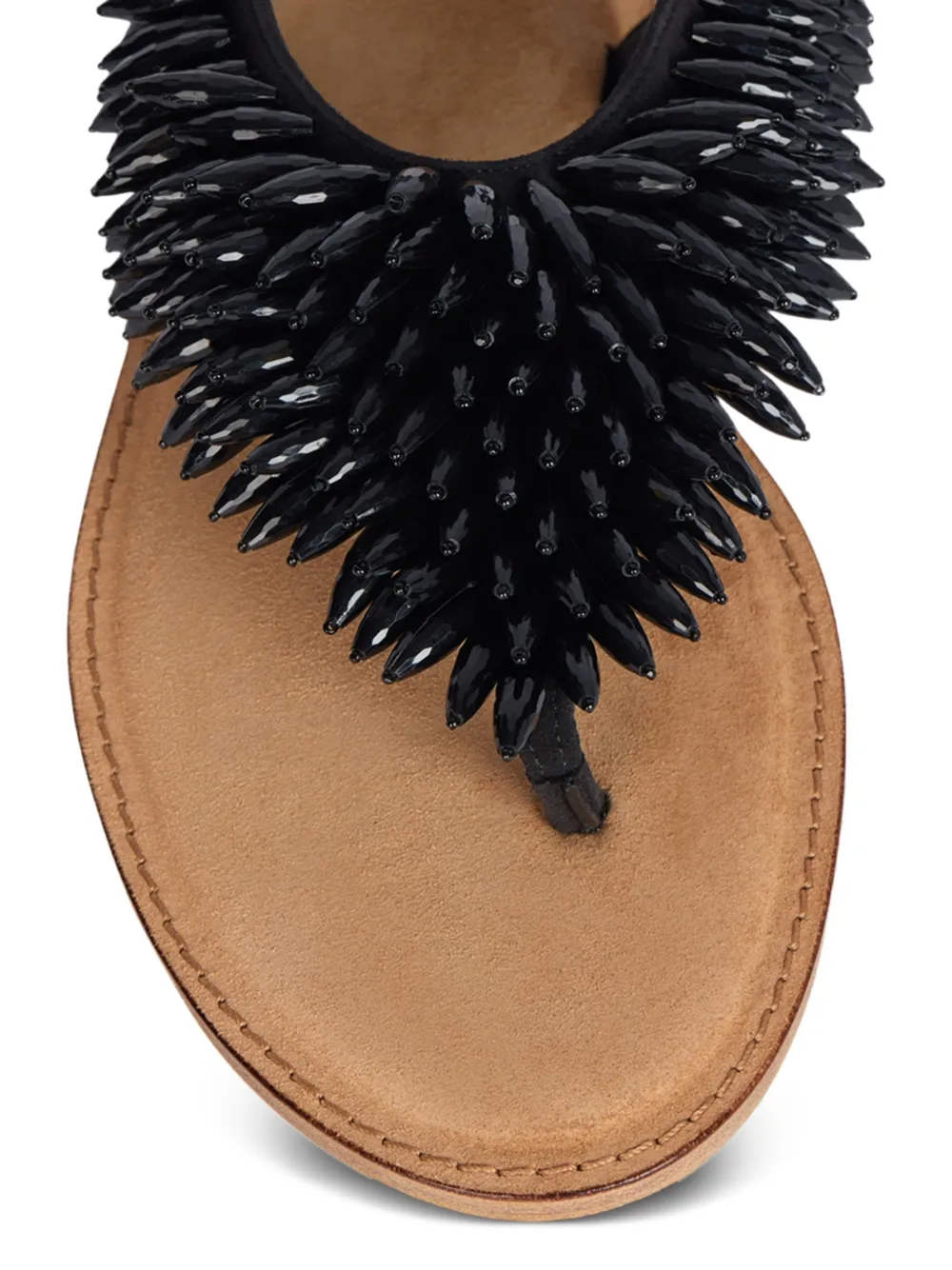 Balmain Platte suède sandalen met kralen Zwart