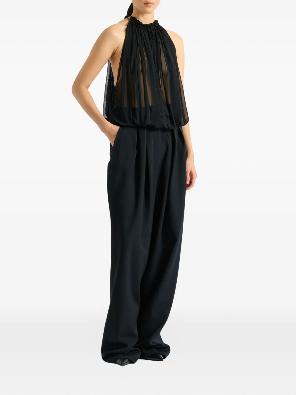  Balmain Top Sin Mangas - Negro 