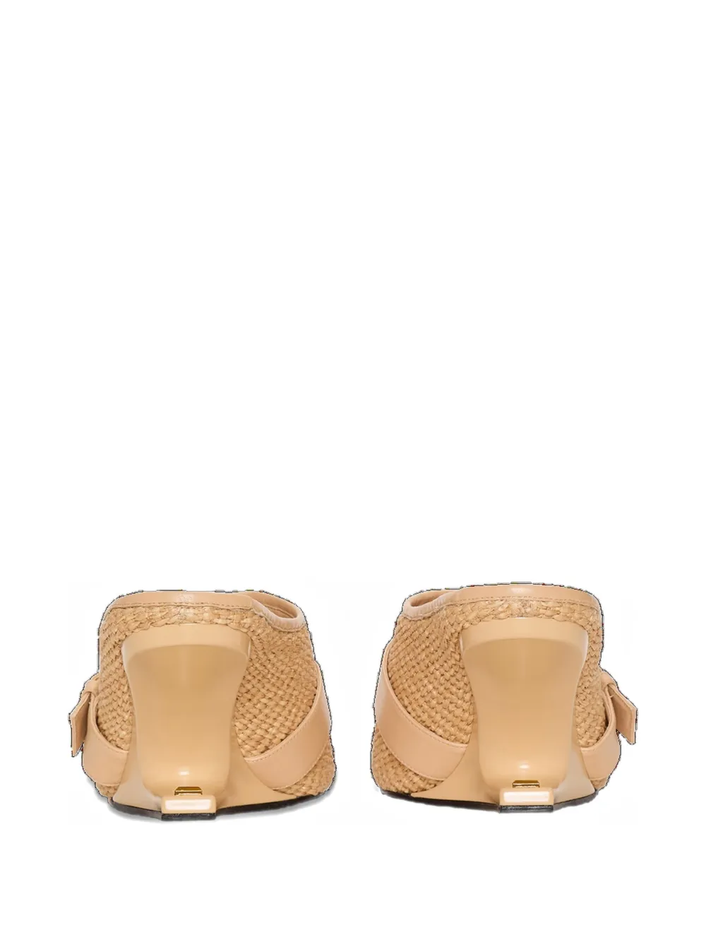 Balmain Anthem No Wedge muiltjes van glad leer en raffia Beige