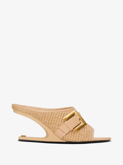 Balmain Anthem No Wedge mules in smooth leather and raffia