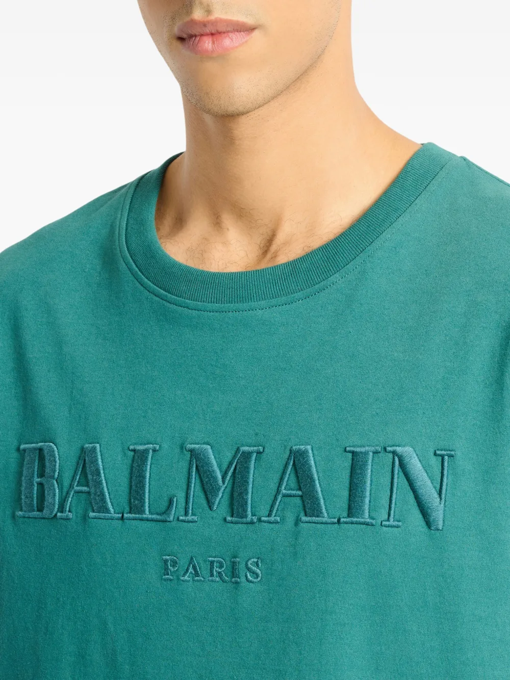 Balmain T-shirt met Vintage borduurwerk Blauw
