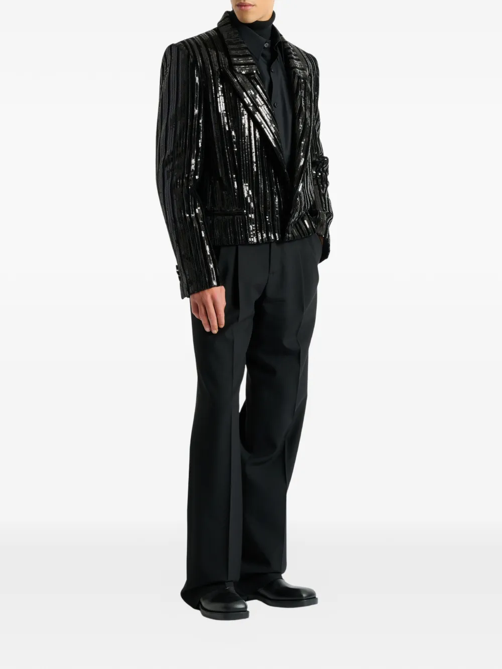 Balmain Cropped fluwelen blazer met pailletten Zwart