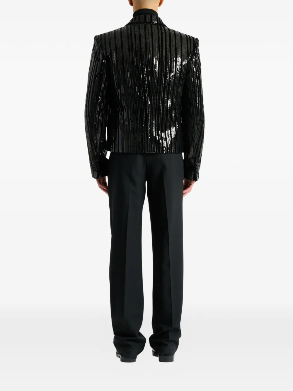 Balmain Cropped fluwelen blazer met pailletten Zwart