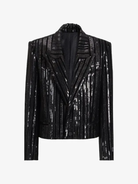 Balmain veste cropped sequin velvet