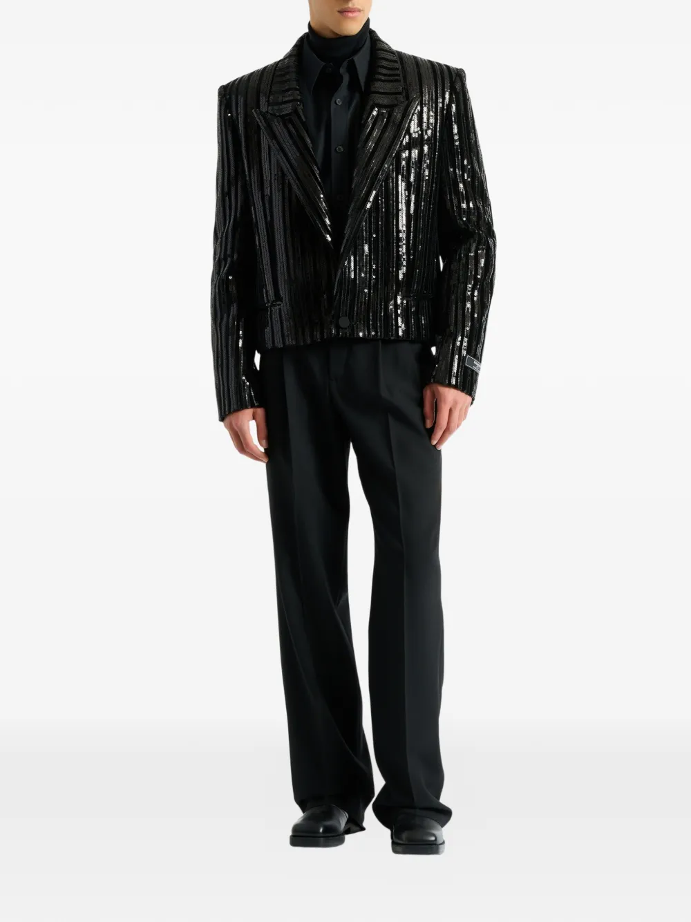 Balmain Cropped fluwelen blazer met pailletten Zwart