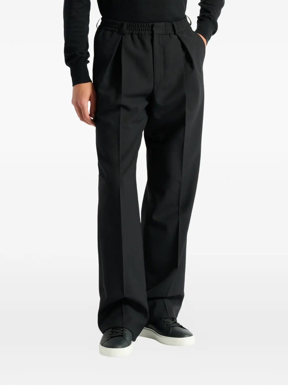 Balmain Wollen broek met elastische taille Zwart