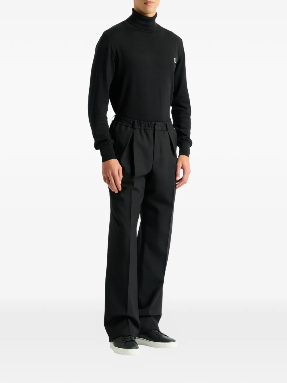 Balmain Wollen broek met elastische taille Zwart