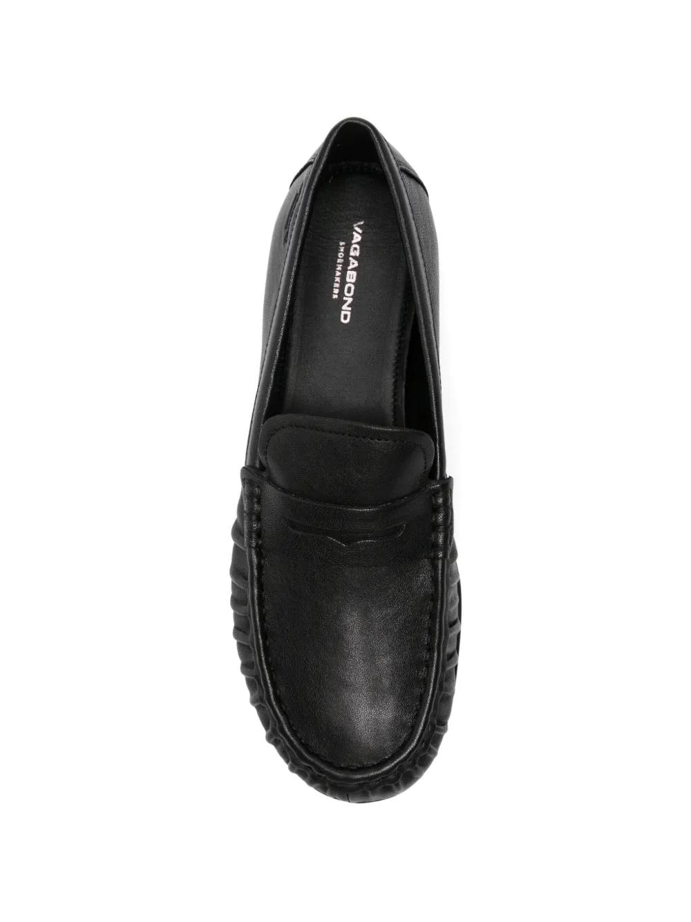VAGABOND Aleya penny loafers met ruches Zwart