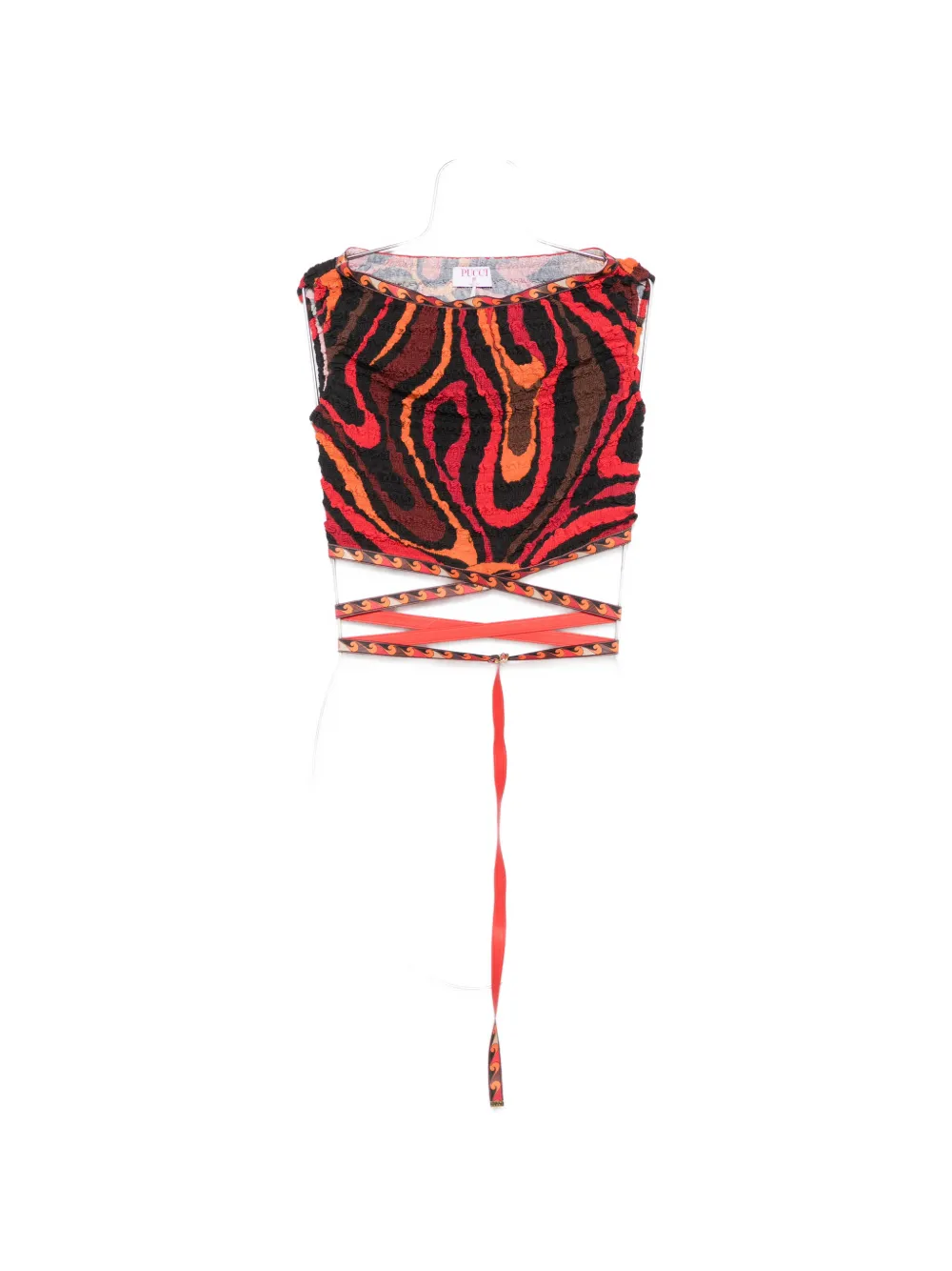 PUCCI Marmo-print wrap-around top - Rosso