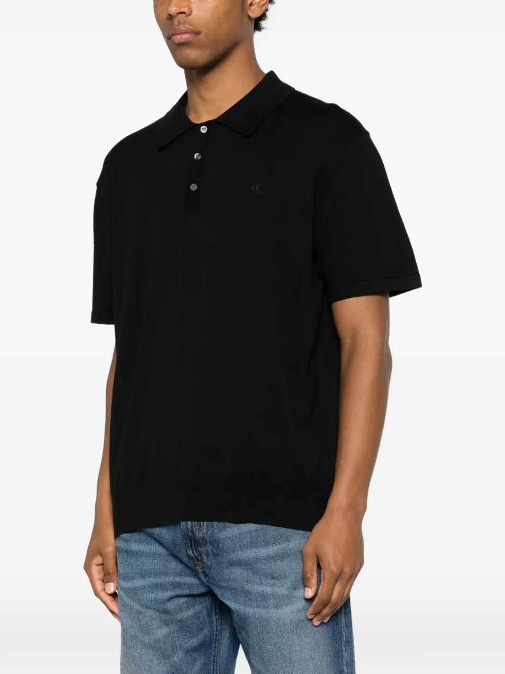 Calvin Klein Poloshirt met geborduurd logo en korte mouwen Zwart