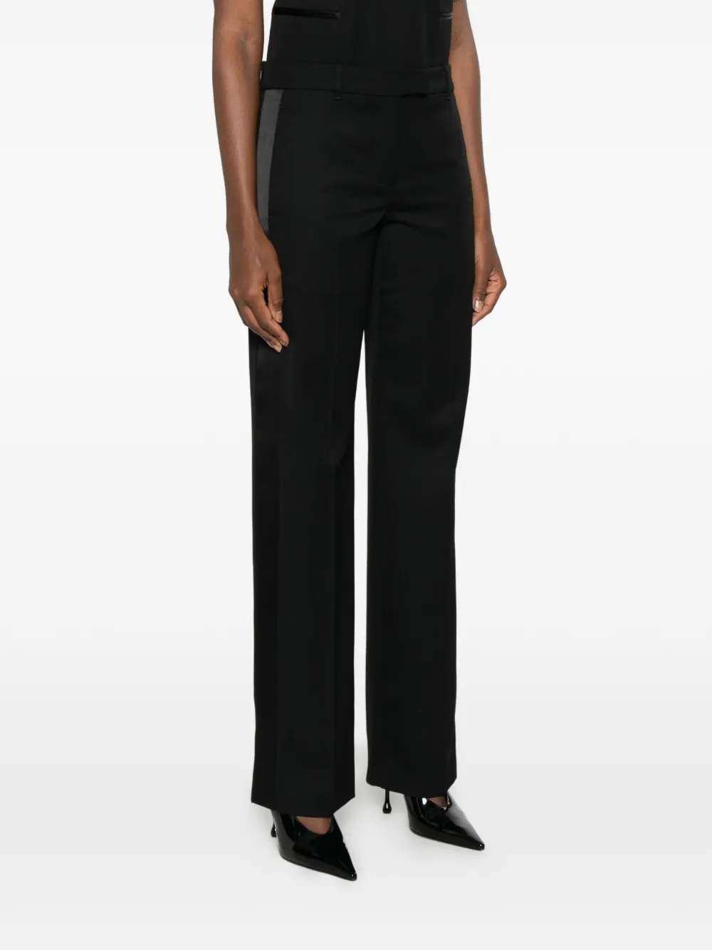 Alexander McQueen Pantalon met satijnen afwerking Zwart