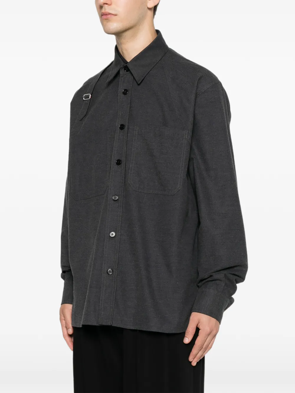  Alexander Mcqueen Giacca-camicia Con Applicazione - Grigio 