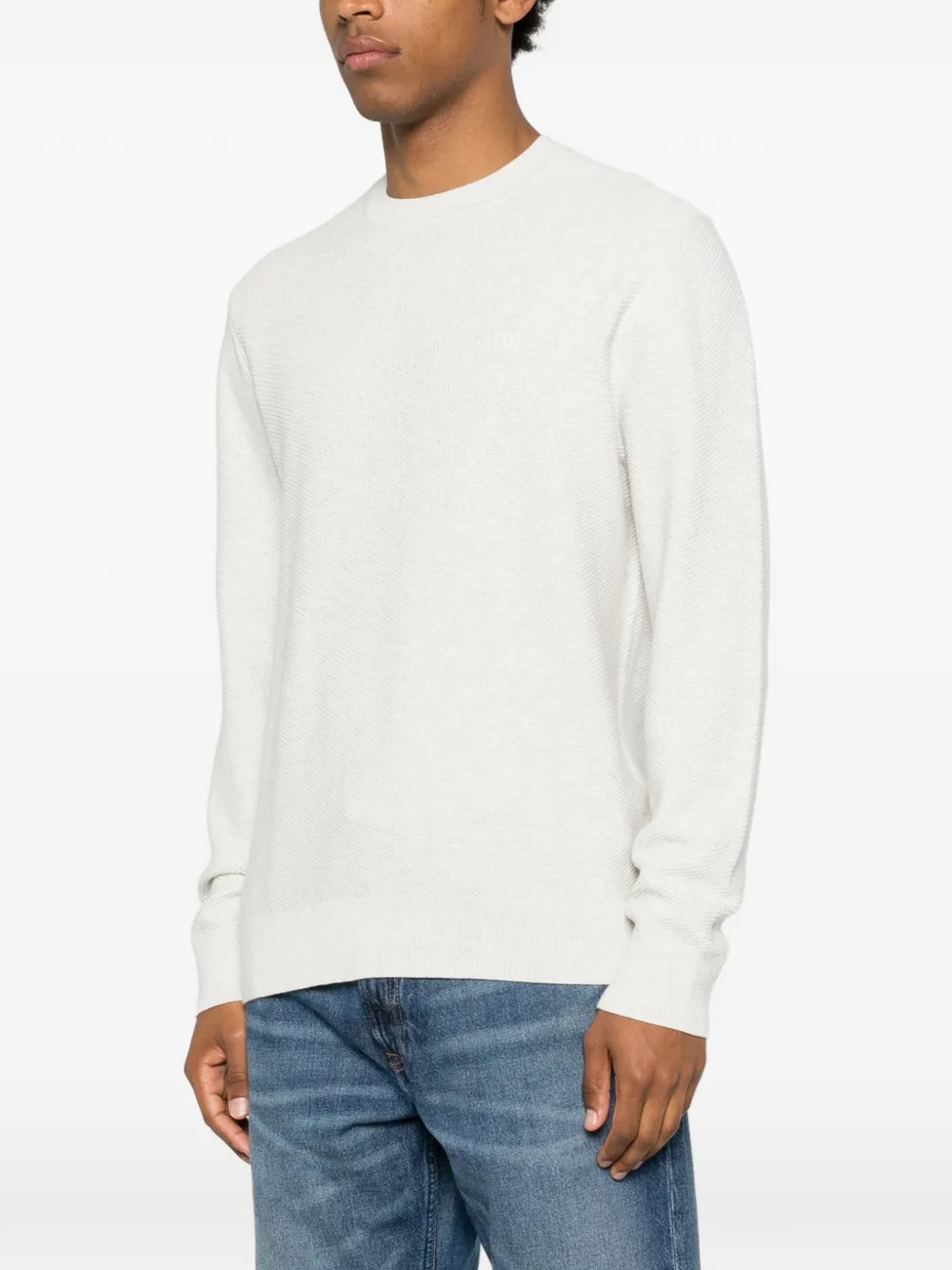 Calvin Klein Wafelgebreide trui met geborduurd logo Grijs