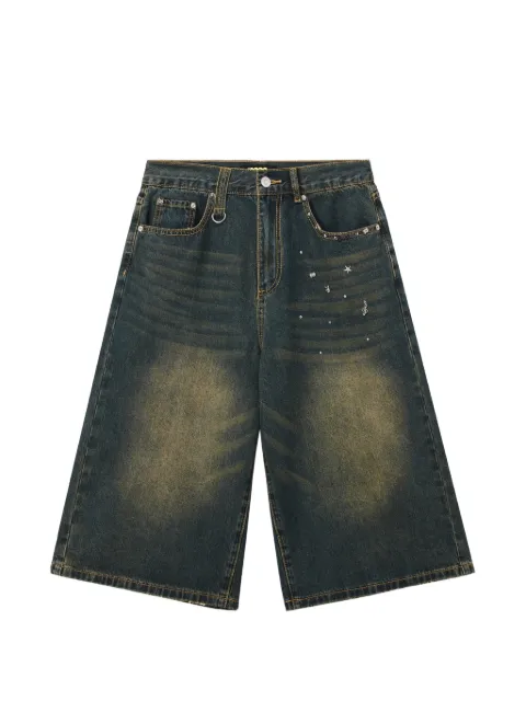 Mini Cream embellished faded shorts