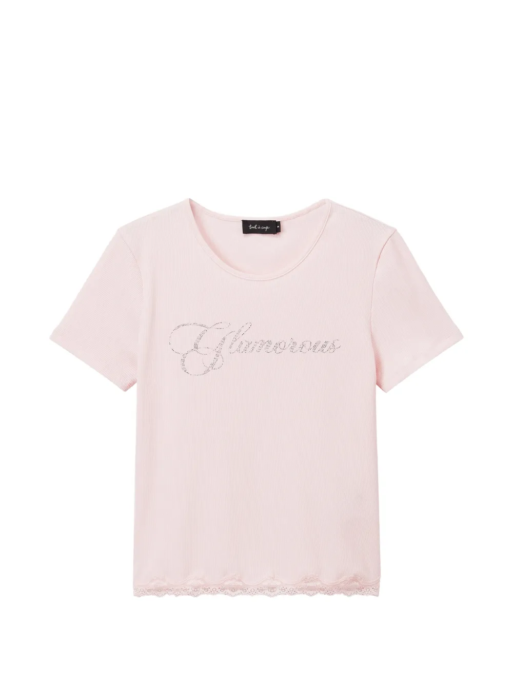 tout a coup rhinestone-embellished lace-trim T-shirt