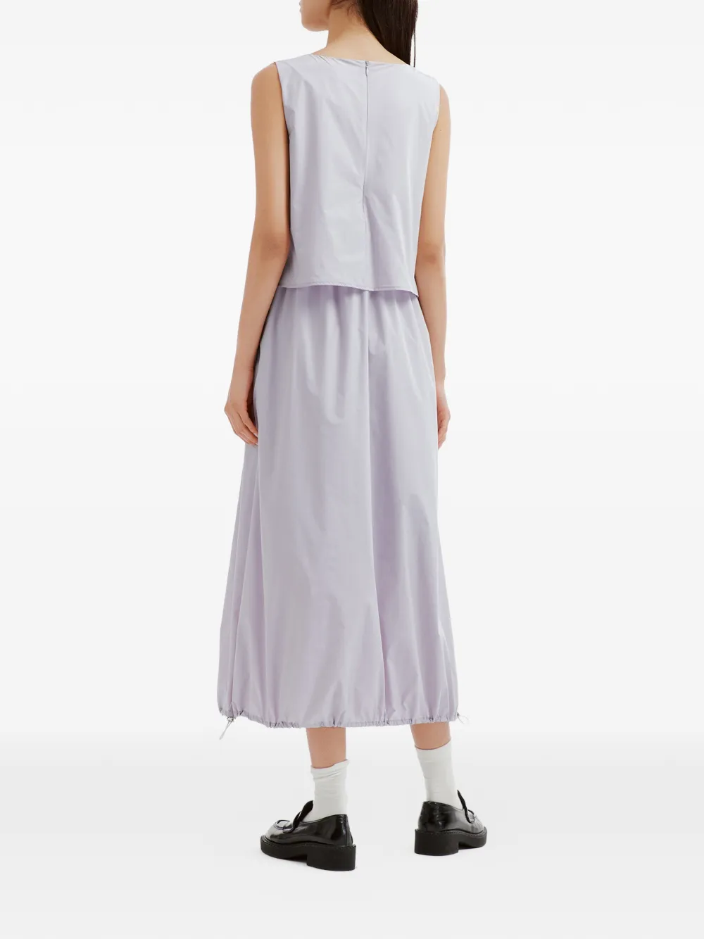 tout a coup Maxi-jurk met ruches en trekkoord Paars
