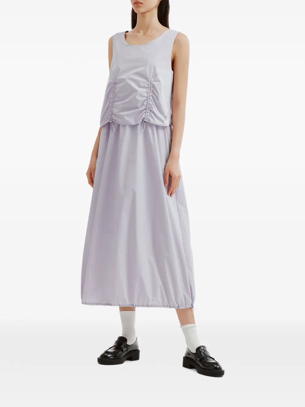 tout a coup Maxi-jurk met ruches en trekkoord Paars
