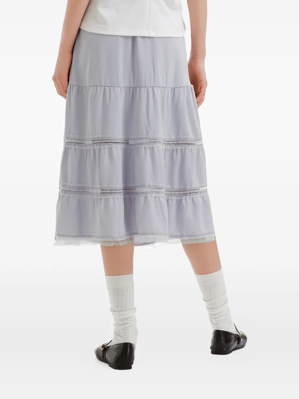 b+ab Gelaagde midi-rok met kanten afwerking Blauw